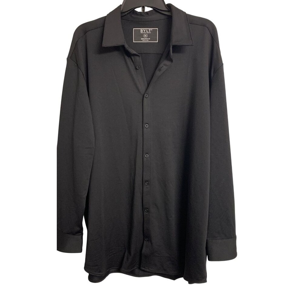 Bylt XXL Executive Fit Premium Basics Long Sleeve‎ Button-Up Black Shirt